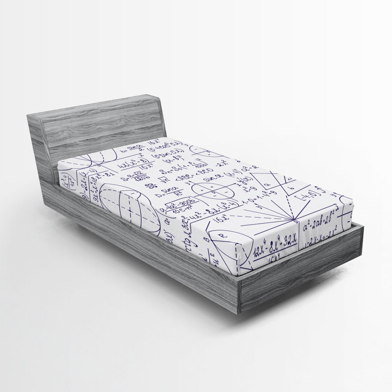Ambesonne Modern Fitted Sheet 2-Pack Classic Math Pattern Numbers Dark Purple and White, Twin Fitted Sheet