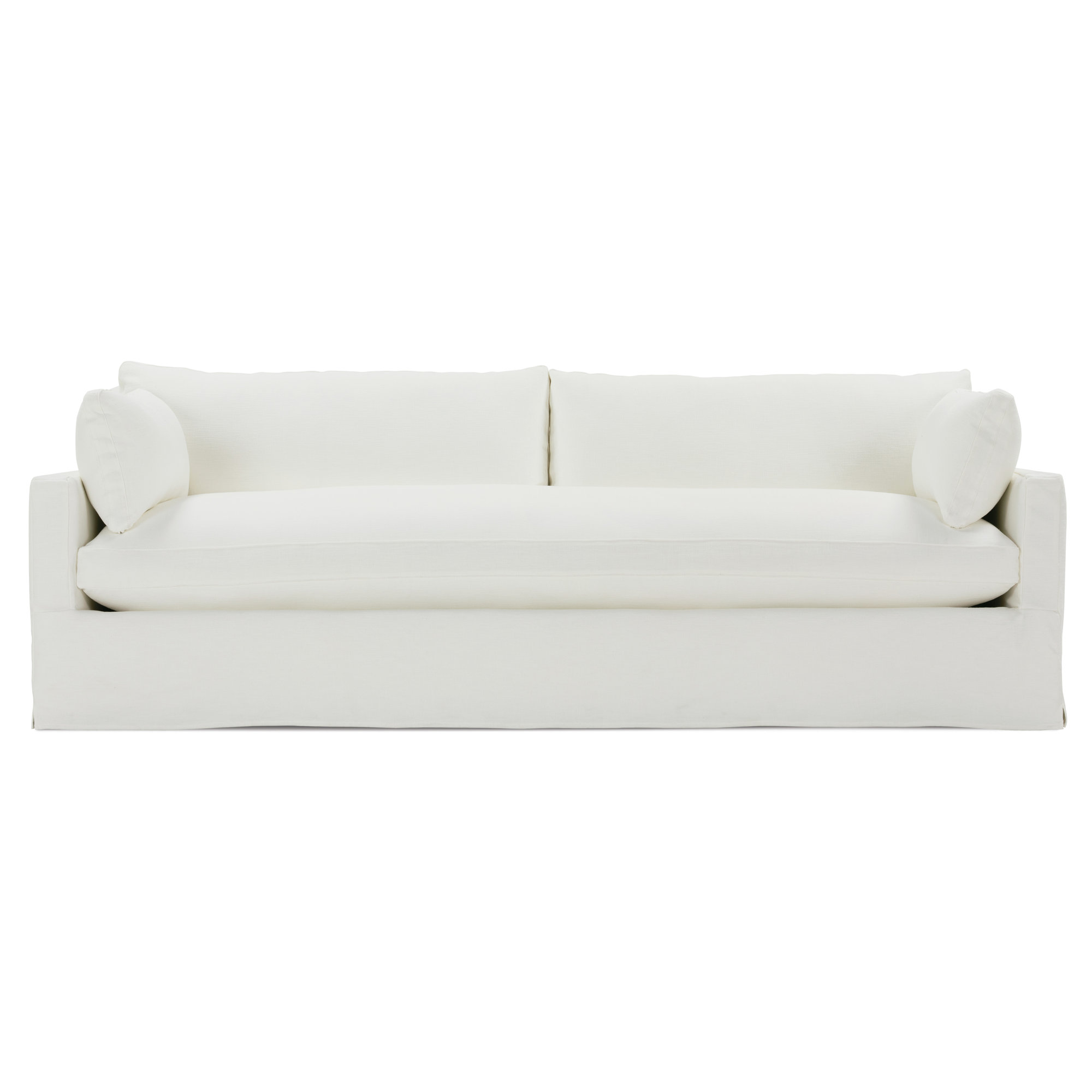 Sylvie Extra Long Sofa (Bench Cushion), White Linen Blend, 37" H x 100" W x 44" D