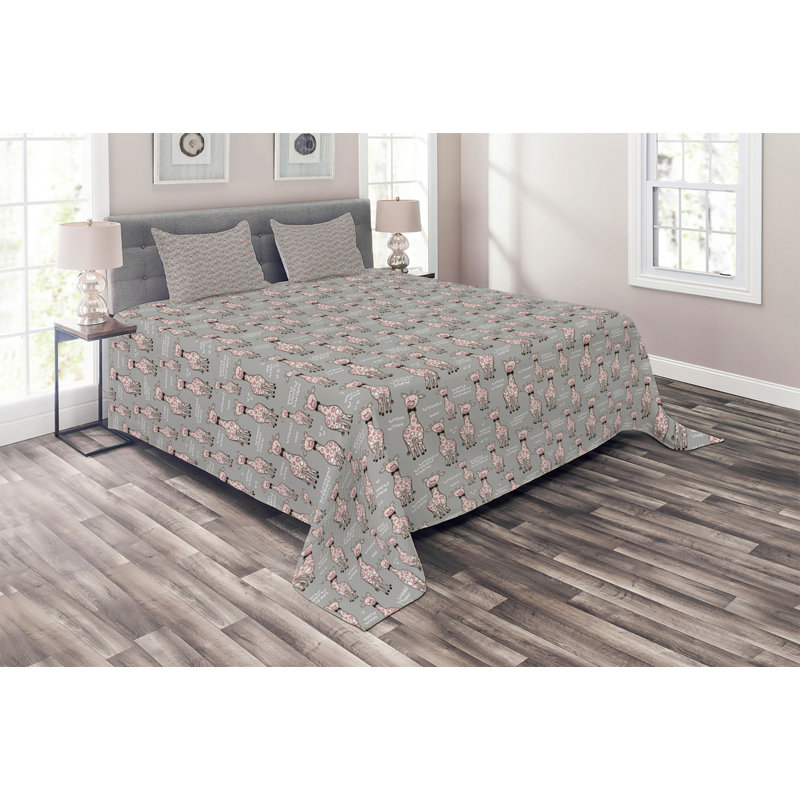 #1 Eclectic Coverlet, Girafle Gray, King Bedspread + 2 Shams