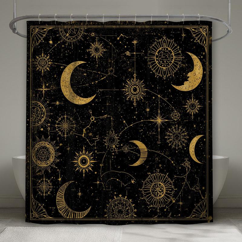 Rideaux de douche Golden Celestial Moons, L 70 po x H 72 po