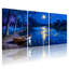 Abstrait au clair de lune, bateau de nuit, paysage, étoiles scintillantes, ensemble de 3 impressions sur toile-2066954049