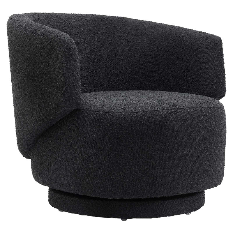 Modway Celestia Boucle Fabric Swivel Chair, Black Polyester Blend