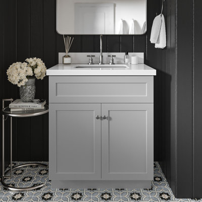Hamlet 31'' Single Bathroom Vanity with White Quartz Top