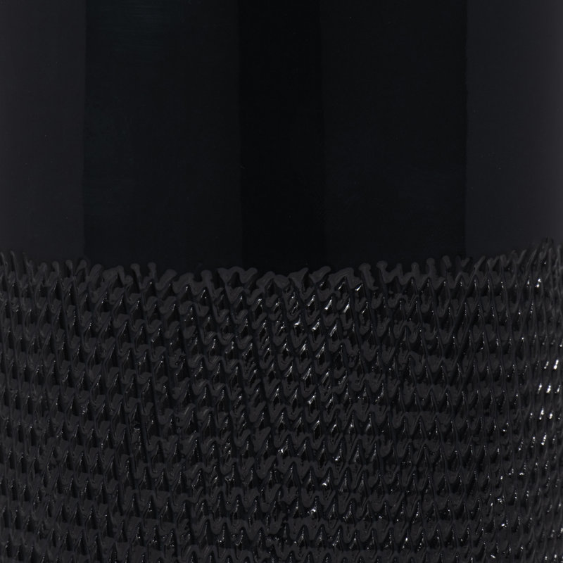 Vase en grès céramique Rachael, H 10 po x l 5 po x P 5 po, Noir rainuré