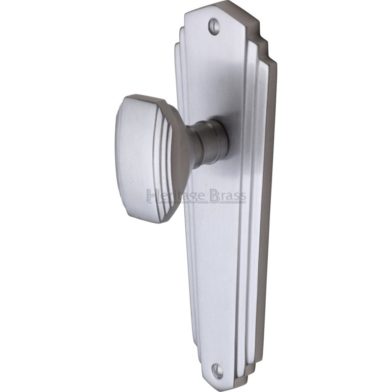 Heritage Brass Heritage Mortice Knob on Latch Plate Charlston Design, Satin Chrome