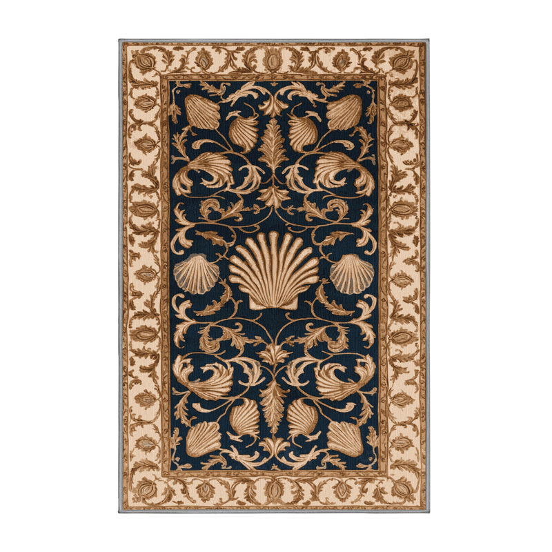 Tapis brun français lavable à la machine, Rectangulaire 7 pi x 10 pi
