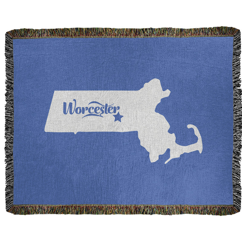 Jeté en coton tissé worcester massachusetts, l 37 po x L 52 po, Bleu