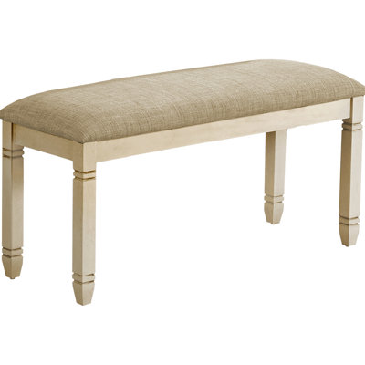 Banc rectangulaire de 41 po pour un repos confortable - Revêtement beige, cuisine en bois massif blanc antique, salle à manger, siège de chambre à coucher rembourré, vestibule, utilisation