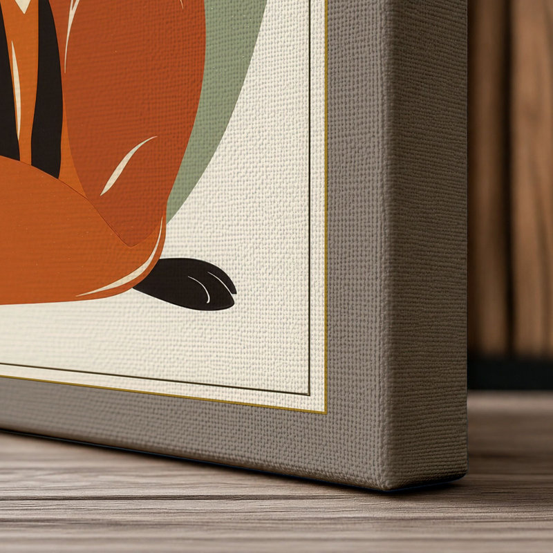 Fox in Profile Mid-Century - Wrapped Canvas, 18x12 - 45.7 x 30.5 cm, Taupe Border