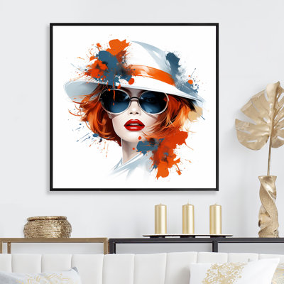 «Orange Fashion Woman with Hat - Woman Pop», art mural