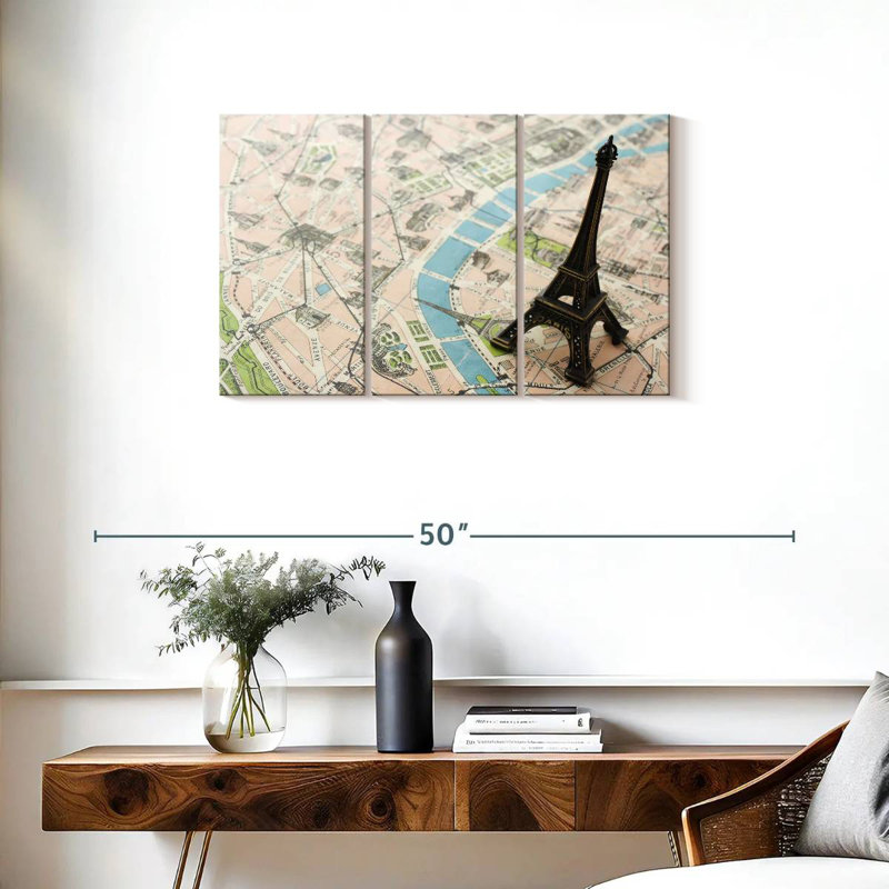 Aliaz Eiffel Tower Paris Map, 20" H x 33" W