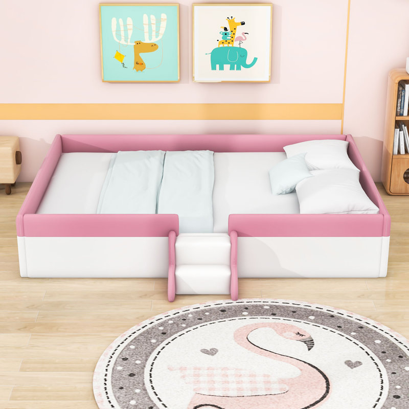 Upholstered Daybed with Fence and Stairs, Queen