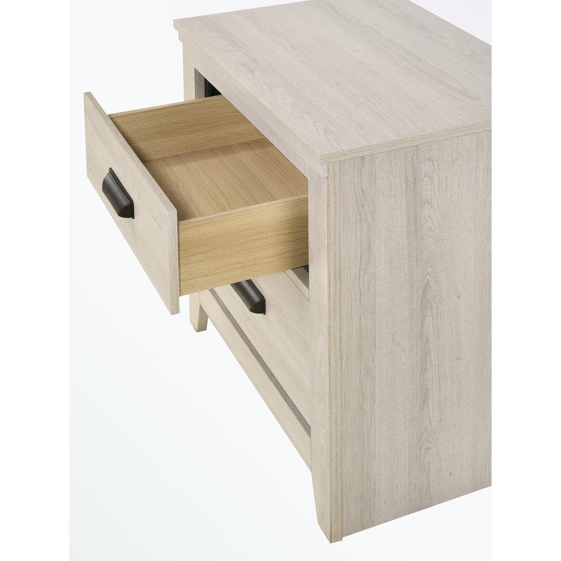 Table de chevet avec deux tiroirs de rangement, Beige