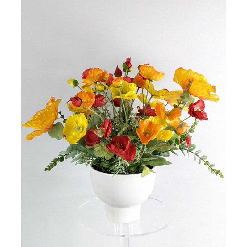Silk Poppy Arrangement in Pot