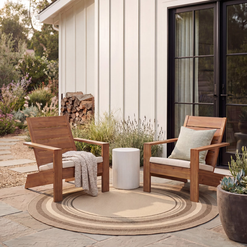 Carold Performance Solid Color Indoor/Outdoor Area Rug, Round 5'3"