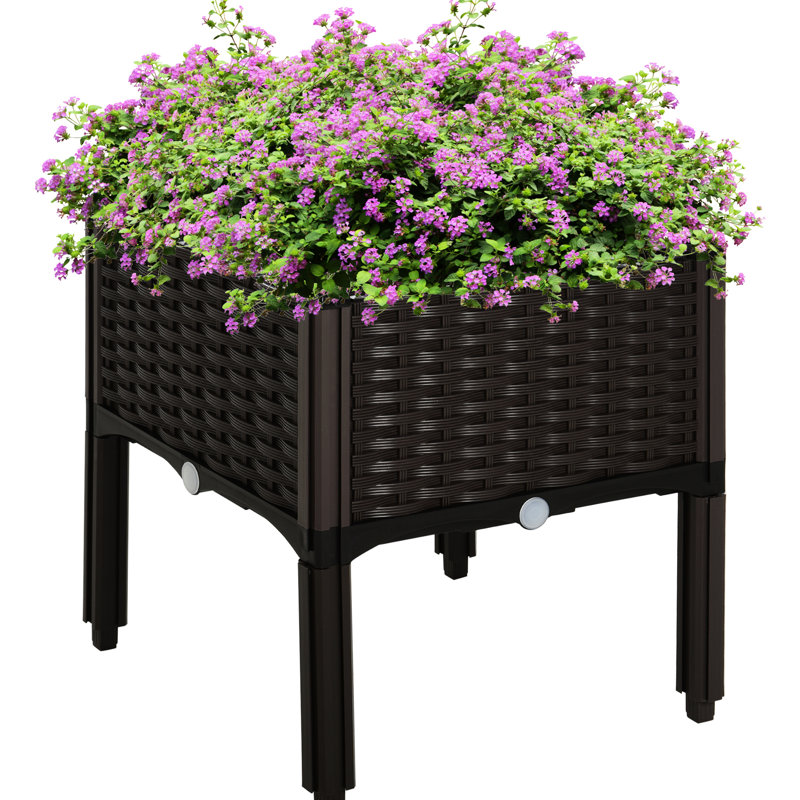 Boîte de jardin surélevée brune avec auto-vidange