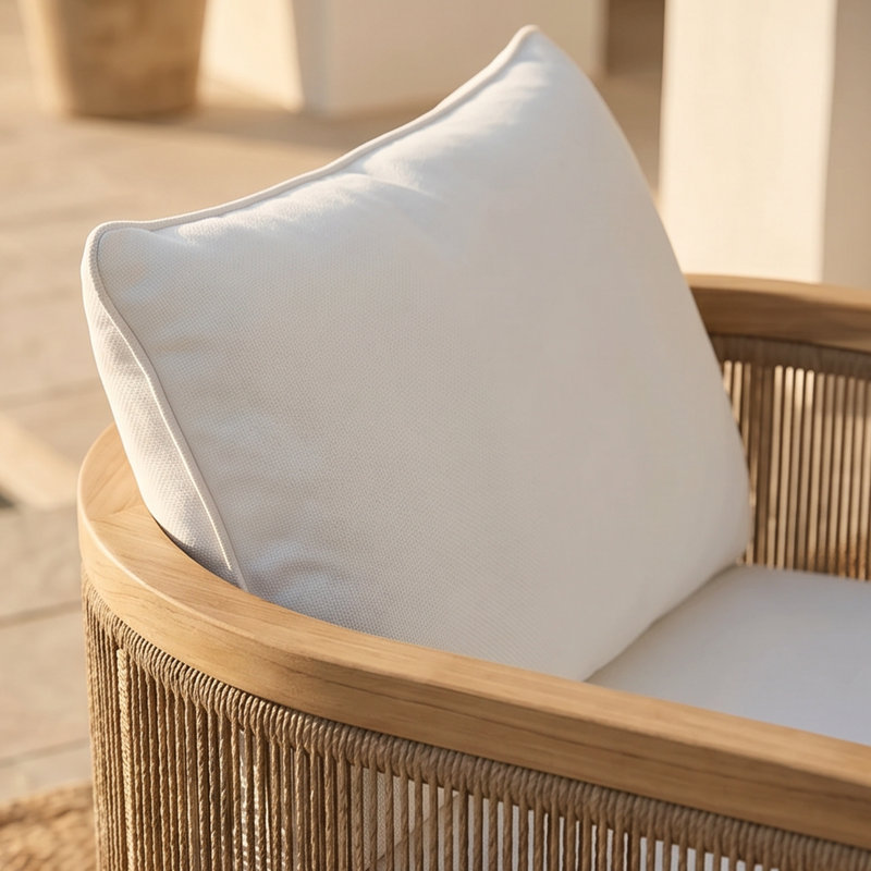 Muse Outdoor Teak Dining Armchair, White