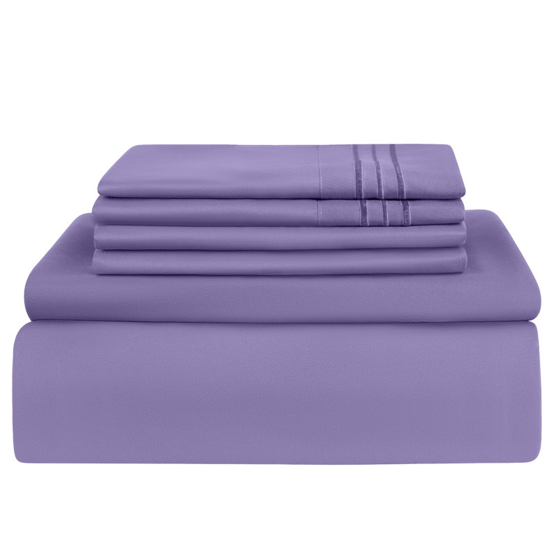 Ensemble de draps en microfibre 6 pièces Lux Decor, Ensemble de draps pour lit double + un drap-housse, Lavande