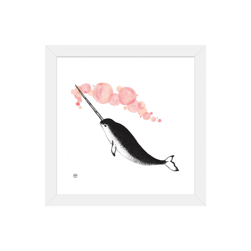 Art papier narwhal, H 16 po x l 16 po x P 1 po, Papier avec cadre blanc