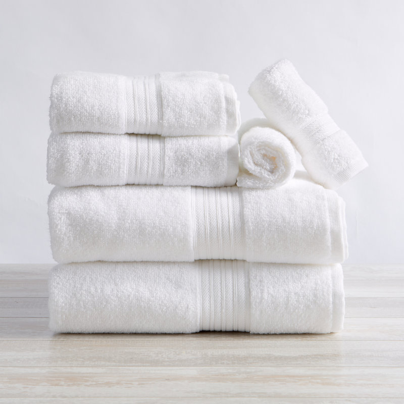 Ensemble de serviettes 6 pièces 100% coton super doux à séchage rapide, Blanc