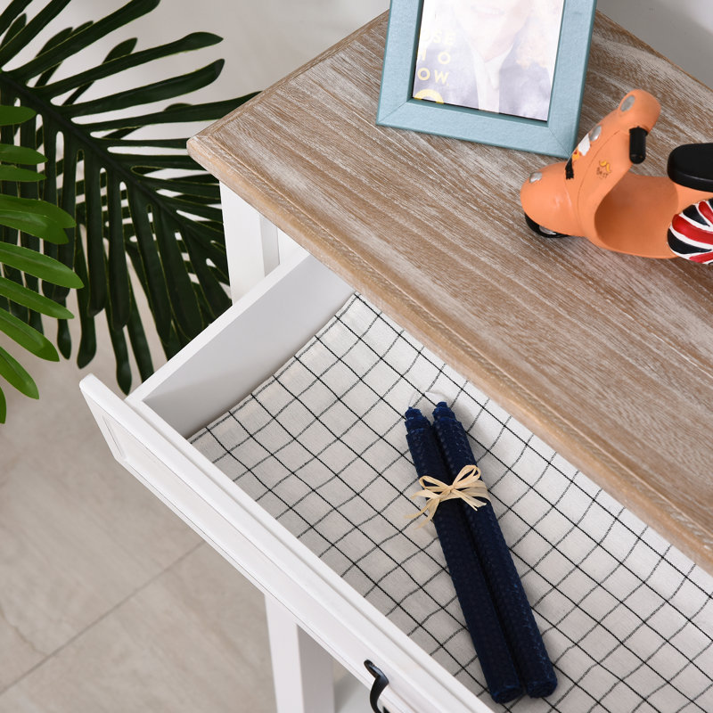 Table d'entrée avec console de style moderne avec tiroir et tablettes, construction robuste et grand rangement, blanc