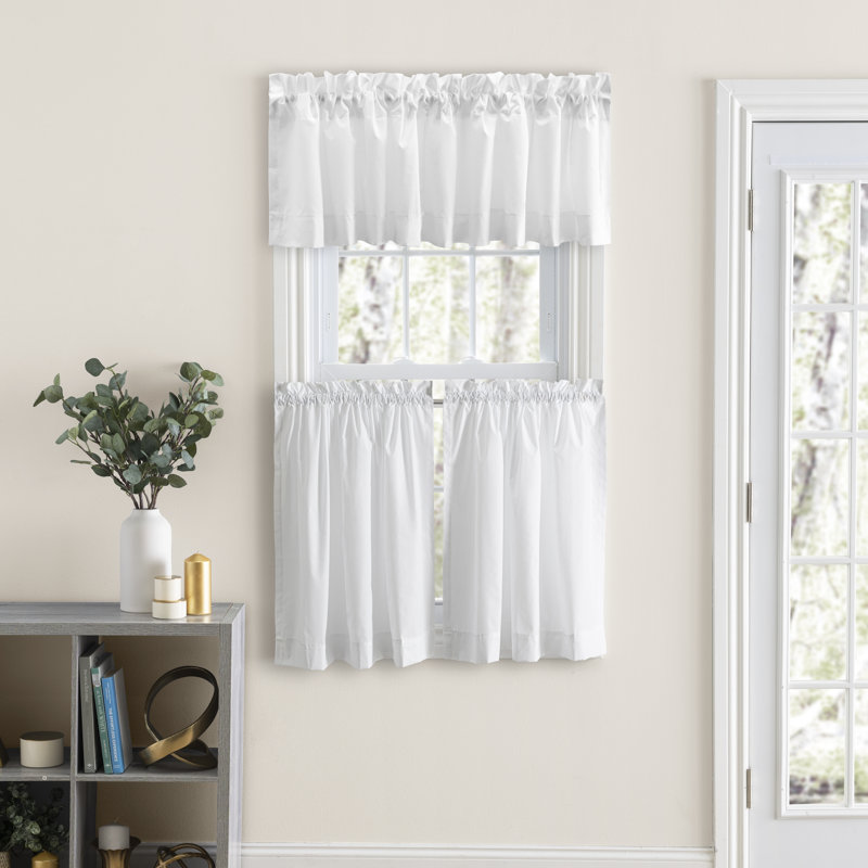 Placide Tailored Cafe Curtain, White, 80" W x 30" L