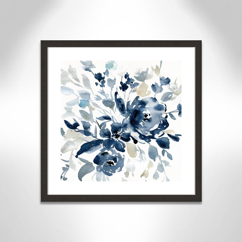 Indigo Garden I - peinture encadrée, Papier encadré espresso foncé, H 24 po x l 24 po x P 2 po