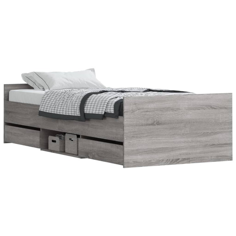 Addylen Storage Bed, Grey Sonoma, European Single (90 x 200cm)
