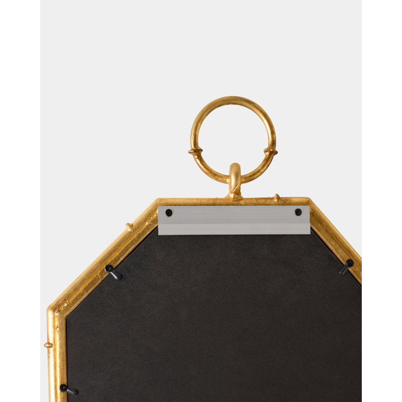 Octagonal Bamboo Mirror W/Candle Holder-Gold Leaf