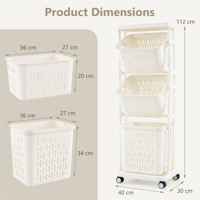 Plastic Rolling Laundry Basket
