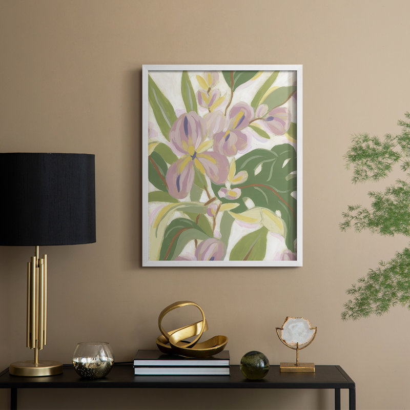 "Orchidée tropicale brossée II", H 11 po x l 9 po, Blanc