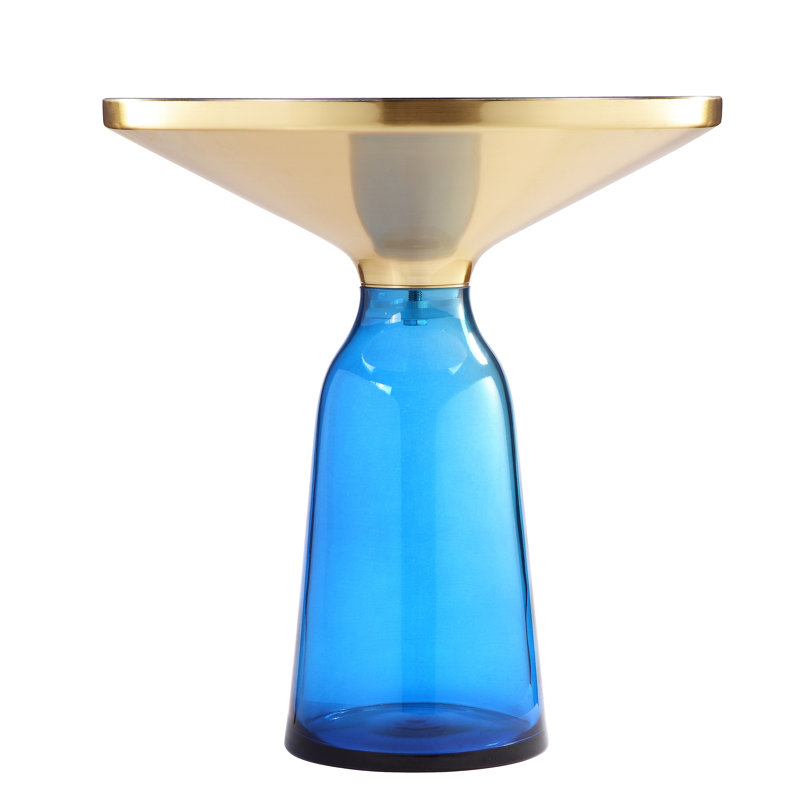 Belinda Side Table Gray Glass, Blue