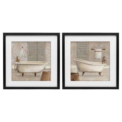 «Relaxing Neutral Bath», ensemble de 2 impressions encadrées sous verre, design par Carol Robinson