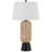 100W Wicker table lamp with 2W LED night light and hardback fabric shade