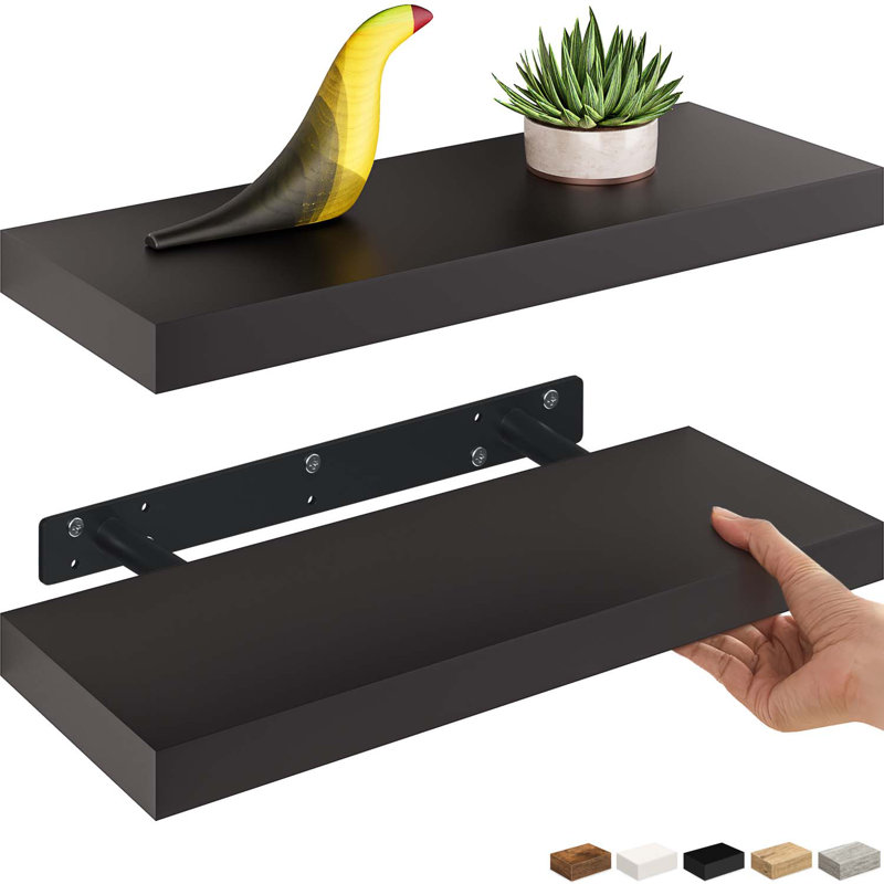 Ballucci Sydney 16" W x 6" D Floating Shelves Set with Invisible Wall Mount Brackets (Set of 2)
