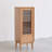 Solid Oak Storage Cabinet For Living Room - Free-Standing Corner Cabinets Storage Table With Vintage Glass Door,2 Shelves,1 Drawers & Brass Handle