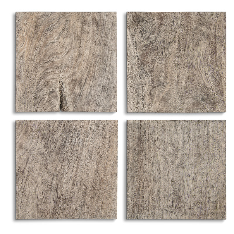 Ensemble de 4 décorations murales en bois gris