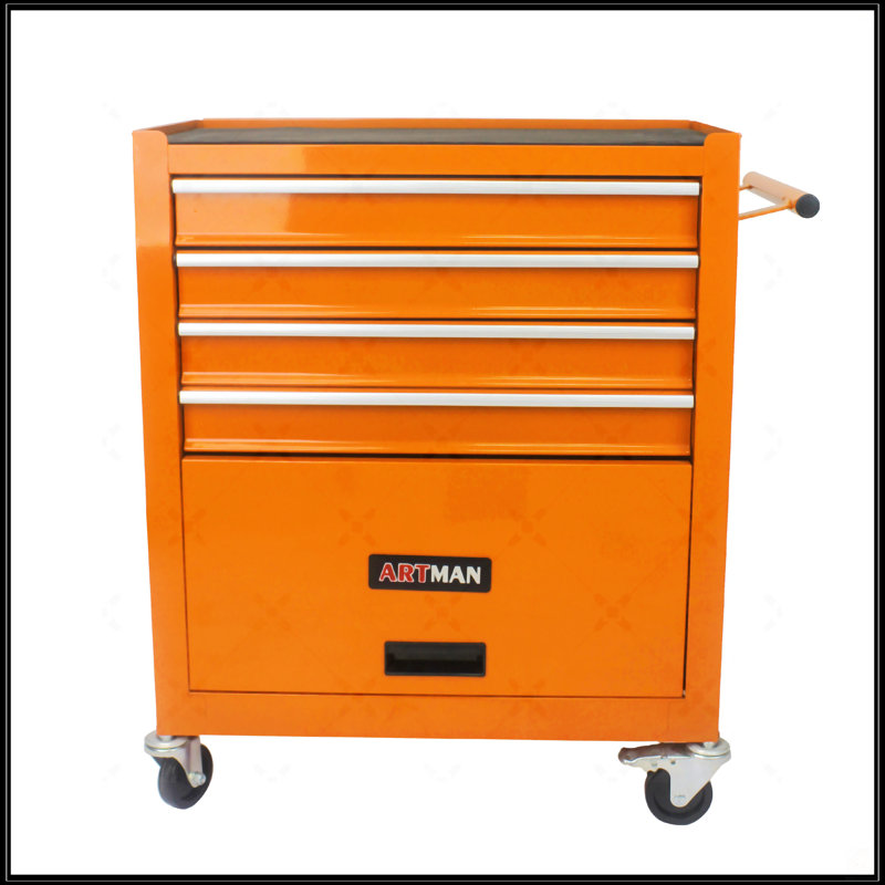 Chariot à outils multifonctionnel avec 4 roulettes, Orange