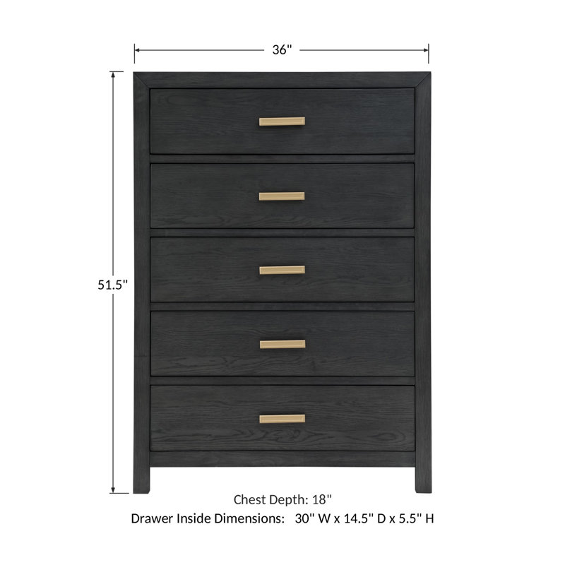 36 " W 5 - Drawer Dresser, Black