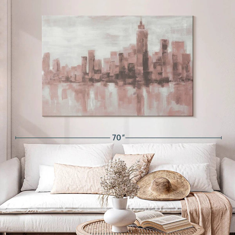 Sireci Misty Day In Manhattan Pink Gray, 34" H x 51" W