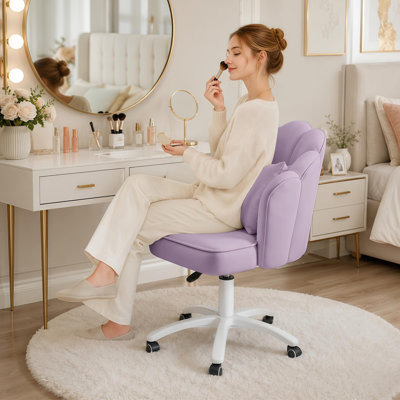 Chaise de bureau réglable en velours avec coussinets à roulettes pour le bureau de la chambre à coucher Petal