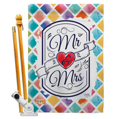 Double Sided 40'' H x 28'' W Polyester Wedding Flag Set