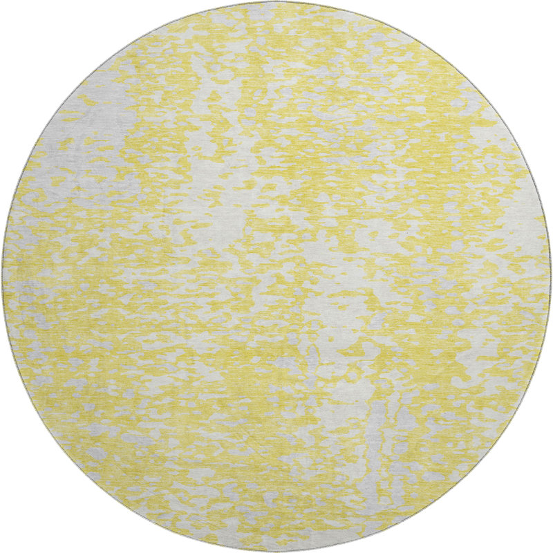 Premium Machine Washable Prisco Yellow Rug, Round 8'
