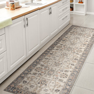 Hiero Persian Border Low-Pile Machine-Washable Cream/Terra Rug