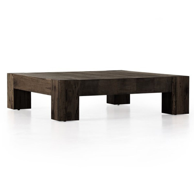 Ebony Rustic Wormwood Oak Rectangular Coffee Table with Storage