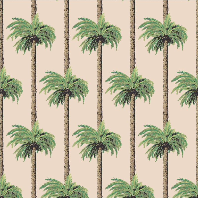 Retro Tiki Palm Trees - Wallpaper, Tan, Peel & Stick