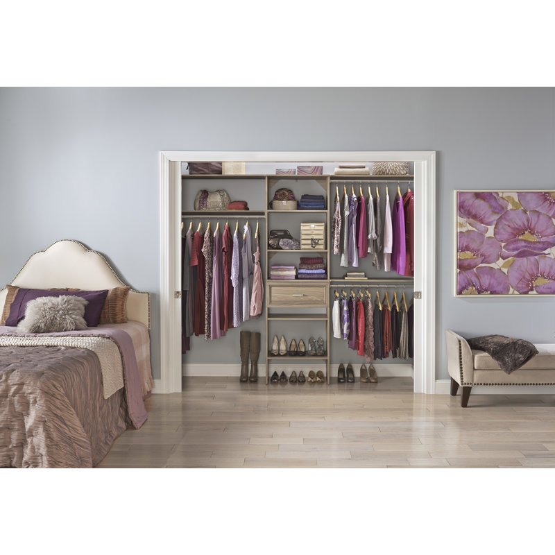 SuiteSymphony 84" W - 120" W Closet System with Drawer, Espresso