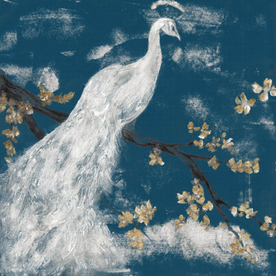 Paon blanc sur indigo I