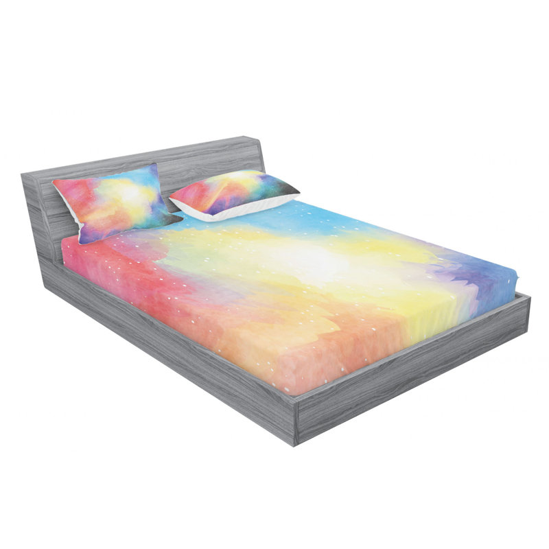 Microfiber Abstract Sheet Set, Queen Sheet Set with Fitted Sheet