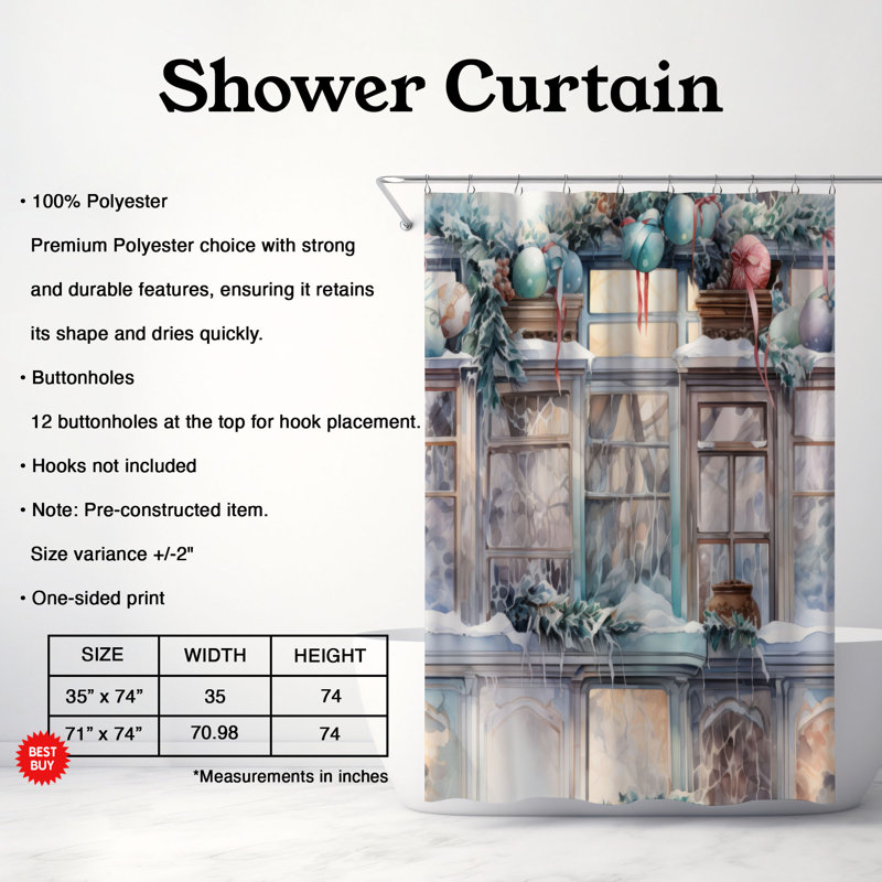 Seasonal Decor - Rideau de douche Premium, H 74 po x l 71 po